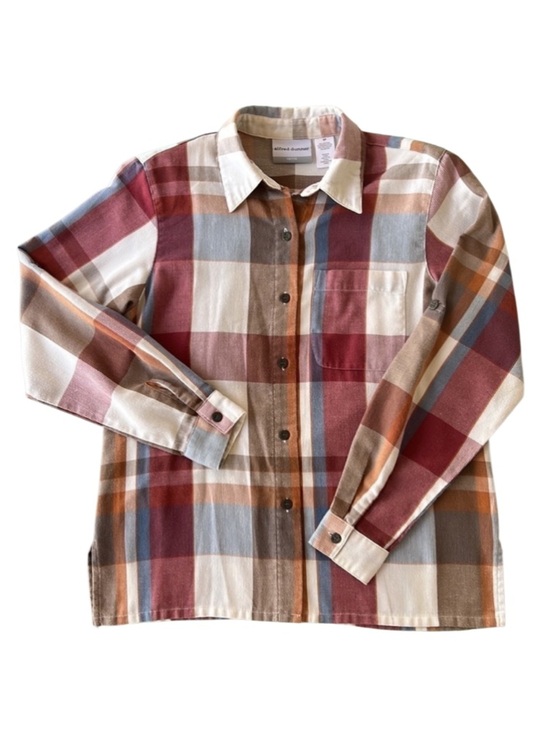 Alfred Dunner Tops - Vintage Alfred Dunner Plaid Button Down Shirt Roll Tab Lightweight Shacket